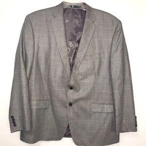 Lauren‎ Ralph Lauren Gray Blue Plaid Blazer Silk Wool Men's 48R